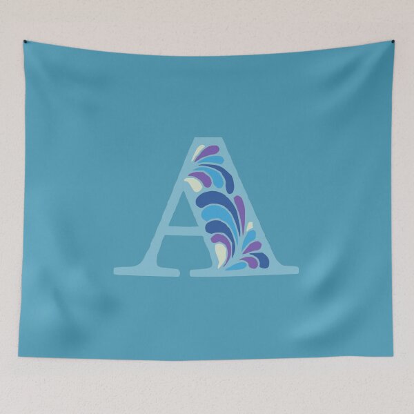 Item preview, Letter A Fancy Monogram Hippie Initial Blue designed and sold by everything4eva.