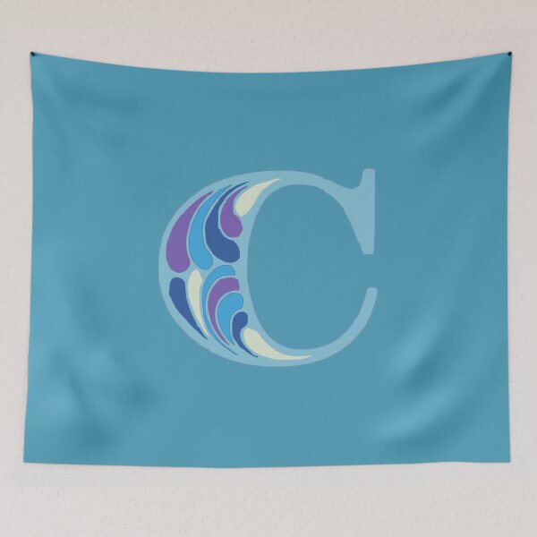 Item preview, Letter C Fancy Monogram Hippie Initial Blue designed and sold by everything4eva.