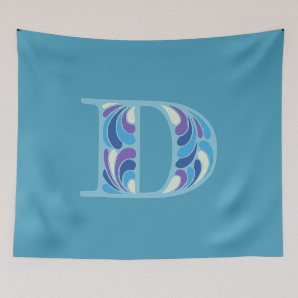 Item preview, Letter D Fancy Monogram Hippie Initial Blue designed and sold by everything4eva.