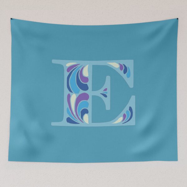 Item preview, Letter E Fancy Monogram Hippie Initial Blue designed and sold by everything4eva.
