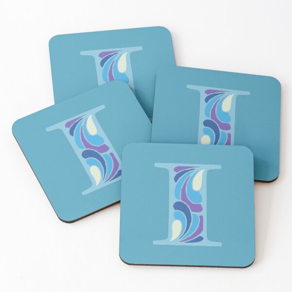 Item preview, Letter I Fancy Monogram Hippie Initial Blue designed and sold by everything4eva.