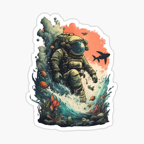 2 x 10cm Cool Astronaut Vinyl Stickers - Space NASA Stars Sticker