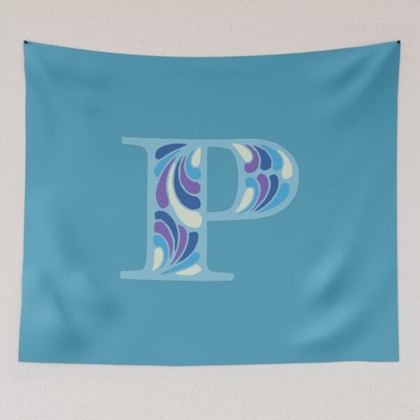 Item preview, Letter P Fancy Monogram Hippie Initial Blue designed and sold by everything4eva.
