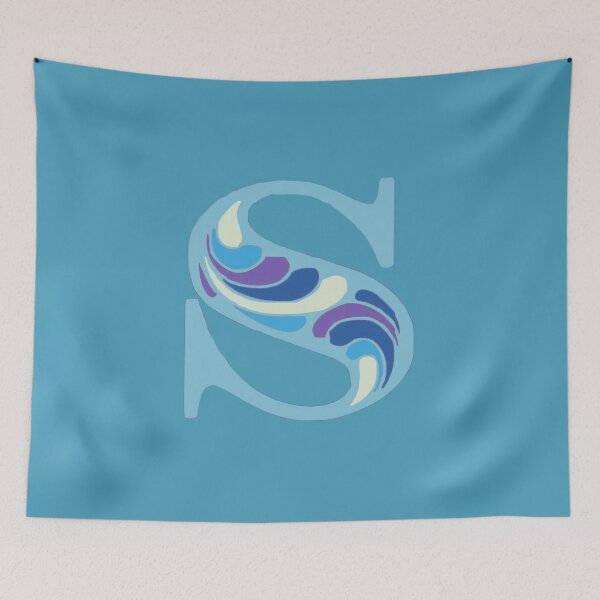 Item preview, Letter S Fancy Monogram Hippie Initial Blue designed and sold by everything4eva.