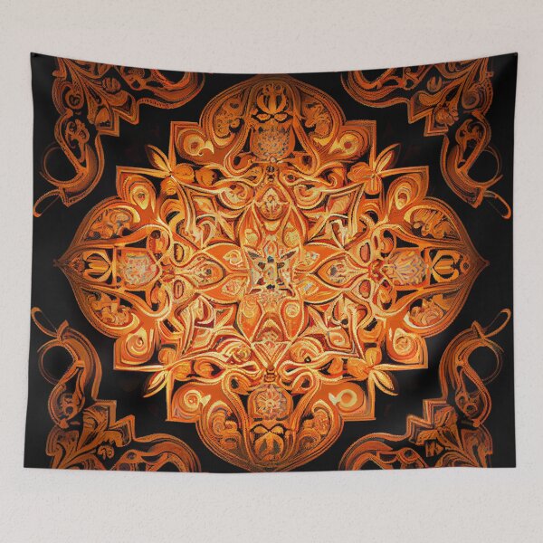 Item preview, Orange Victorian Symmetrical Complex Moroccan Pattern Digital Painting designed and sold by CodeAndColors.