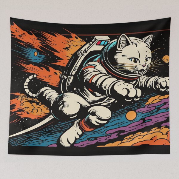 Item preview, Astronaut cat flying through space designed and sold by NxtGenArt.