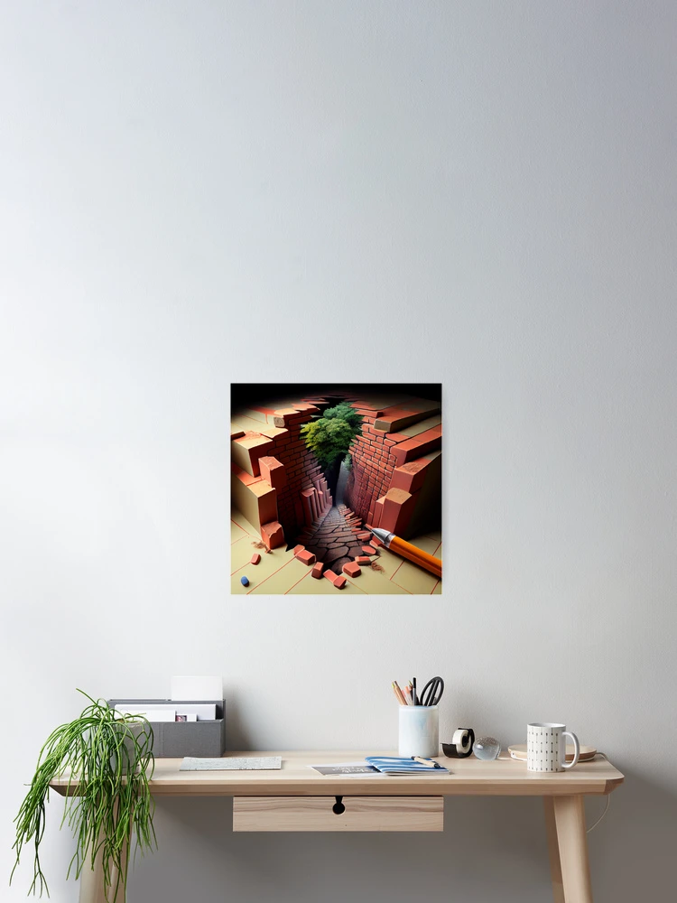 Imagen 2 de 3, Póster con la obra Brick Pencil and the Ravine Digital Painting, diseñada y vendida por CodeAndColors.