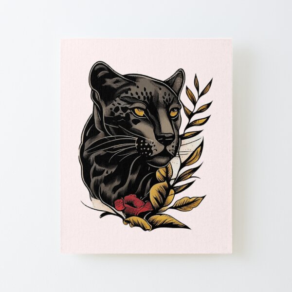 Panther Gold Chain Traditional Tattoo Flash Print 