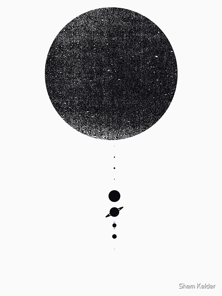 Thumbnail 7 of 7, Classic T-Shirt, Minimal Solar System | Black Ink Edition designed and sold by geekchic.