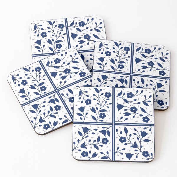 Item preview, Blue and White Floral Tiles designed and sold by ArabicMerch.