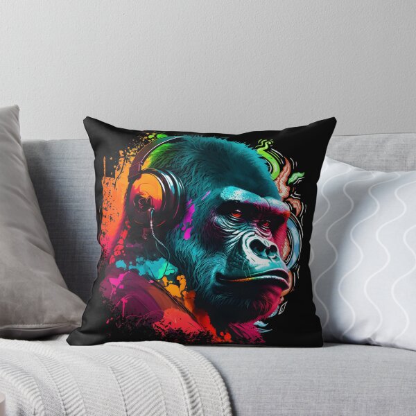 Item preview, Silver back king gorilla with headphones  designed and sold by Brushpalette888.