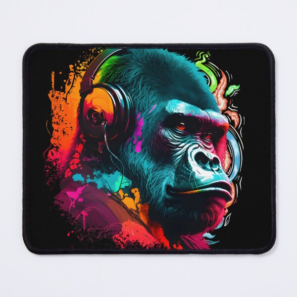 Item preview, Silver back king gorilla with headphones  designed and sold by Brushpalette888.