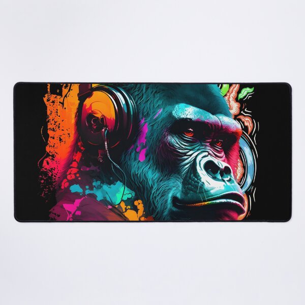 Item preview, Silver back king gorilla with headphones  designed and sold by Brushpalette888.