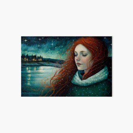 Ilustración de mujer pelirroja en invierno Lámina rígida