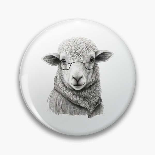 Aperçu de l'œuvre Les moutons portent des tricots et des lunettes Mouton Human Style Noir et Blanc créée et vendue par MaxEXP.