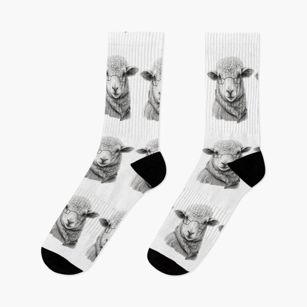 Artikelvorschau, Schafe tragen Strickwaren und Brillen Sheep Human Style Black and White entworfen und verkauft von MaxEXP.