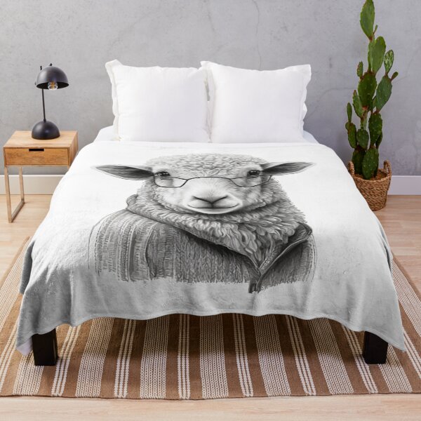 Artikelvorschau, Schafe tragen Strickwaren und Brillen Sheep Human Style Black and White entworfen und verkauft von MaxEXP.