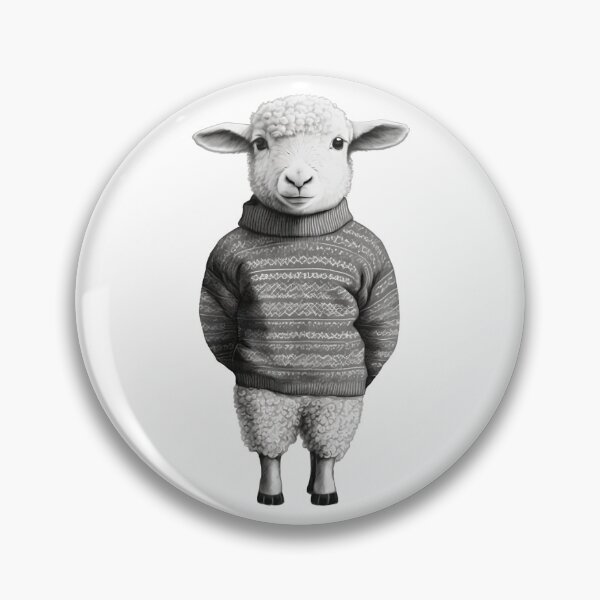 Item preview, Las ovejas visten prendas de punto Young Sheep Human Style Black and White designed and sold by MaxEXP.