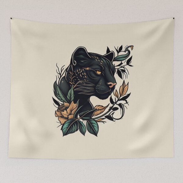 Item preview, Black Panther Head Tattoo designed and sold by TourDePassion.