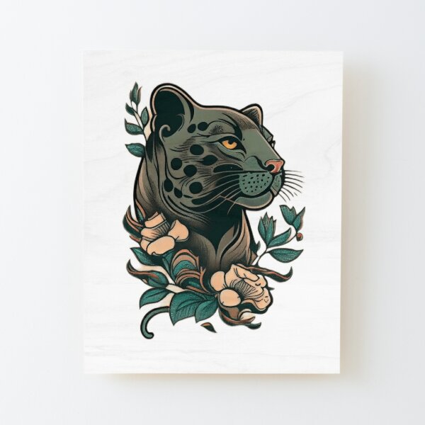 Panther Gold Chain Traditional Tattoo Flash Print 