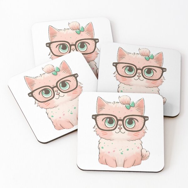Item preview, A cute pink cat with glasses designed and sold by Melcu.