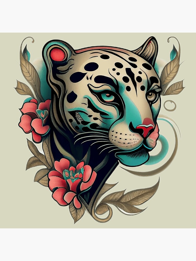 Vapor wave jaguar tattoo idea | TattoosAI