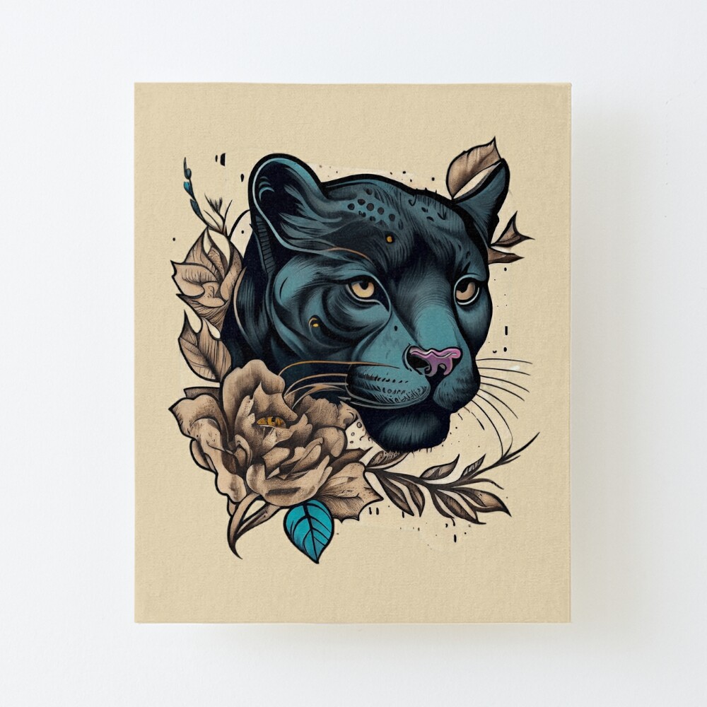 Premium Vector | Traditional panther head tattoo flash