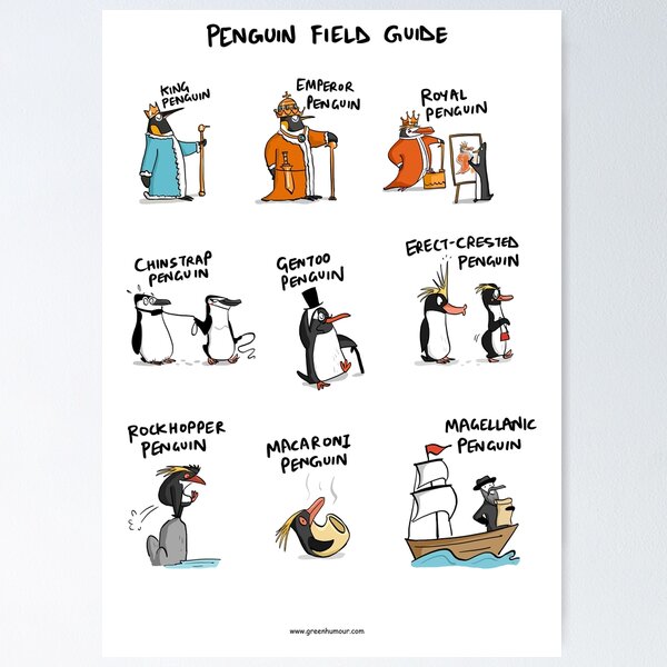 Item preview, Penguin Field Guide designed and sold by Green Humour.