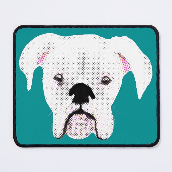 Item preview, WHITE BOXER DOG PUPPY HALFTONE FOREST GREEN designed and sold by GIVENGRACE.ART.