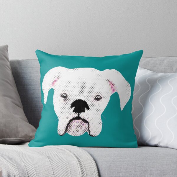 Item preview, WHITE BOXER DOG PUPPY HALFTONE FOREST GREEN designed and sold by GIVENGRACE.ART.