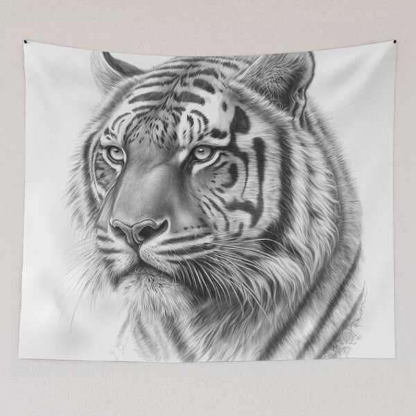 Item preview, Wild Elegance Pencil Sketch of a Majestic Tiger designed and sold by CharismaDesigns.