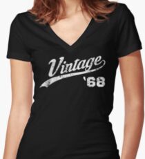 1968 Vintage Birthday Women's Fitted V-Neck T-Shirt