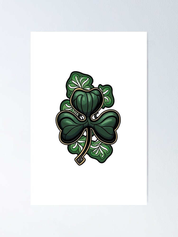 Shamrock Tattoo with Spiral Tribal Celtic Design – LuckyFishArt