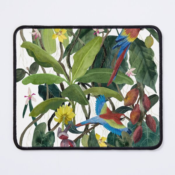 Item preview, Amazonia. Watercolor illustration of rainforest plants and parrots designed and sold by HannaShvaikova.