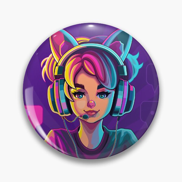 Item preview, Girl gamer or streamer with cat ears headset designed and sold by Ekaterina Glazkova.