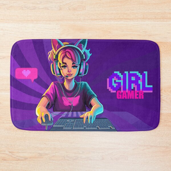 Item preview, Girl gamer or streamer with cat ears headset designed and sold by Ekaterina Glazkova.
