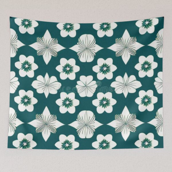 Item preview, Colourful Ethnic Green and White Floral Texture Pattern, Retro Vintage Seamless Boho Aesthetic designed and sold by Flowerartlovers.