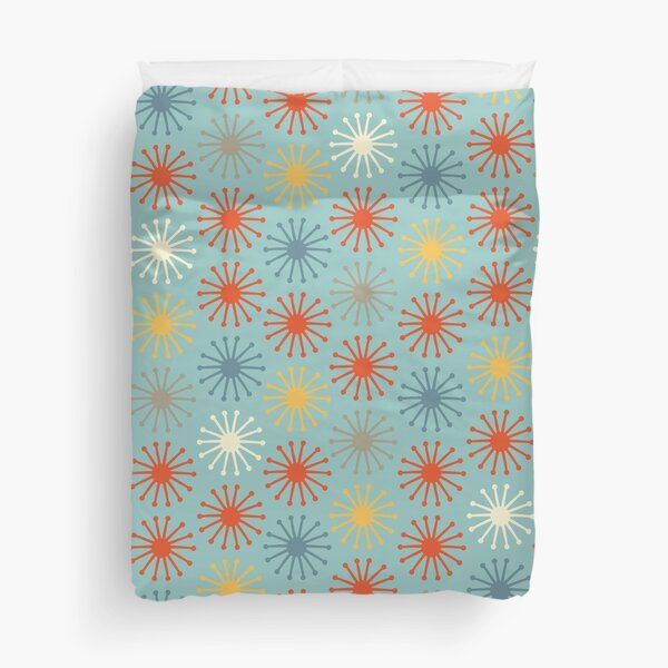 Item preview, Midcentury Molecules Atomic Retro Dot Pattern Light Turquoise Blue Orange Mustard Taupe designed and sold by kierkegaard.