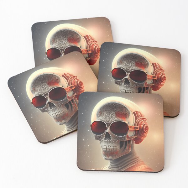 Item preview, Astronaut Skull Wearing Sunglasses and Headphones Digital Art Painting designed and sold by artezen.