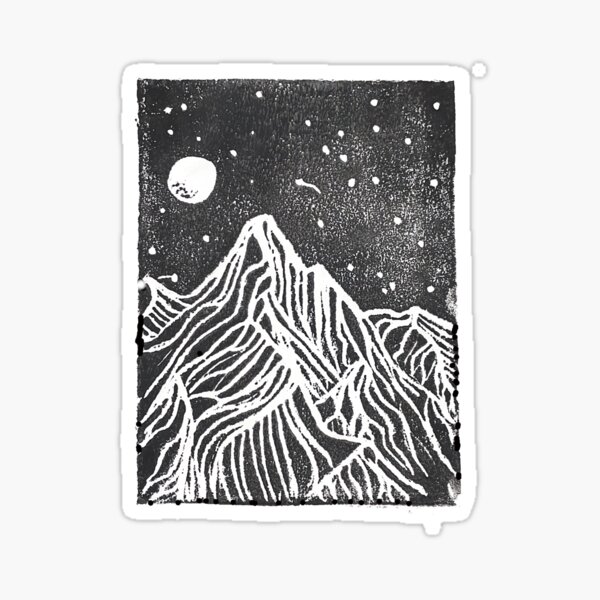 Starry Mountain Scene Sticker