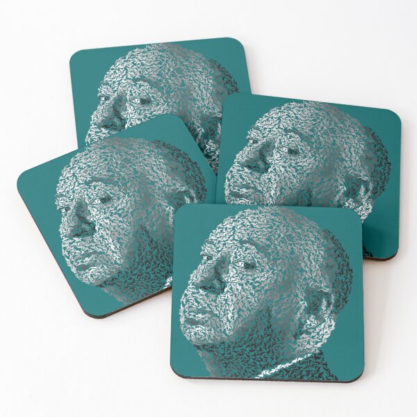 Item preview, Hitchcock birds portrait on teal designed and sold by QuirkyArtz.
