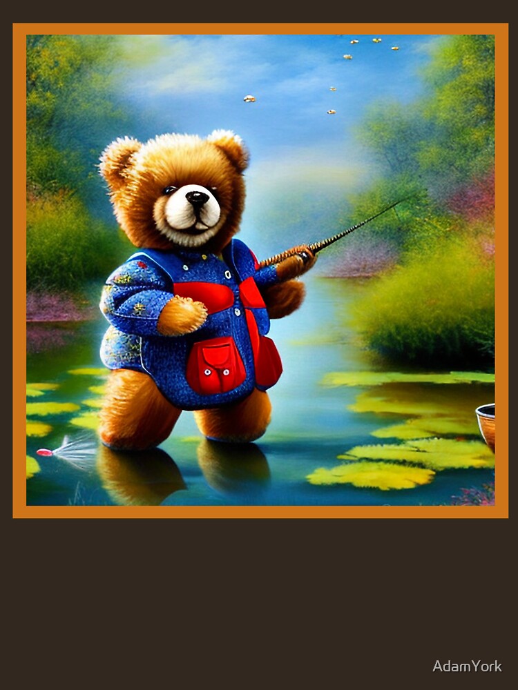 Gone Fishing Teddy Bear In Vest with Pole Essential T-Shirt for