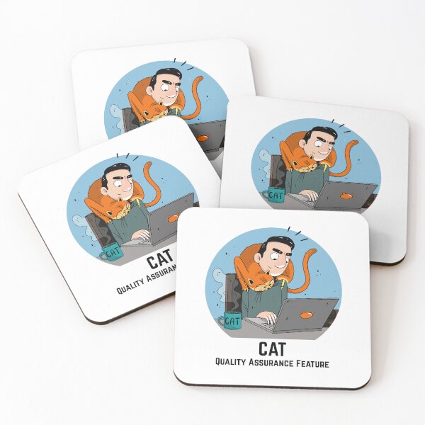 Item preview, Blue Guy with his cat "CAT Quality Assurance Feature" designed and sold by marcinkucharski.