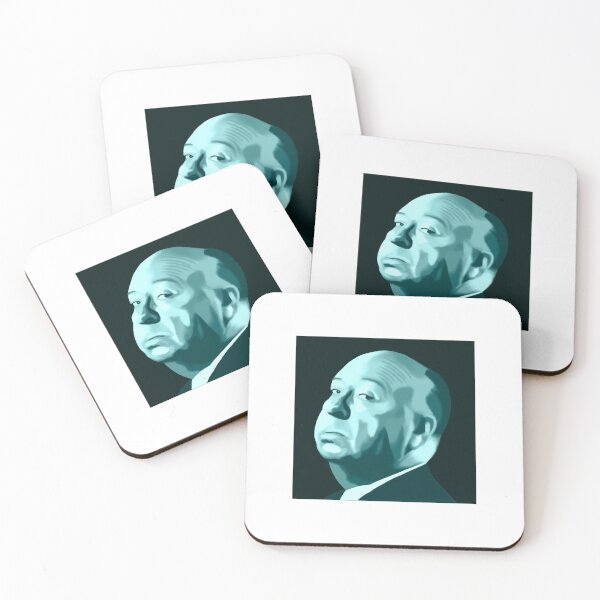 Item preview, Hitchcock portrait in teal designed and sold by QuirkyArtz.