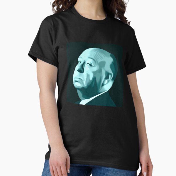 Item preview, Hitchcock portrait in teal designed and sold by QuirkyArtz.