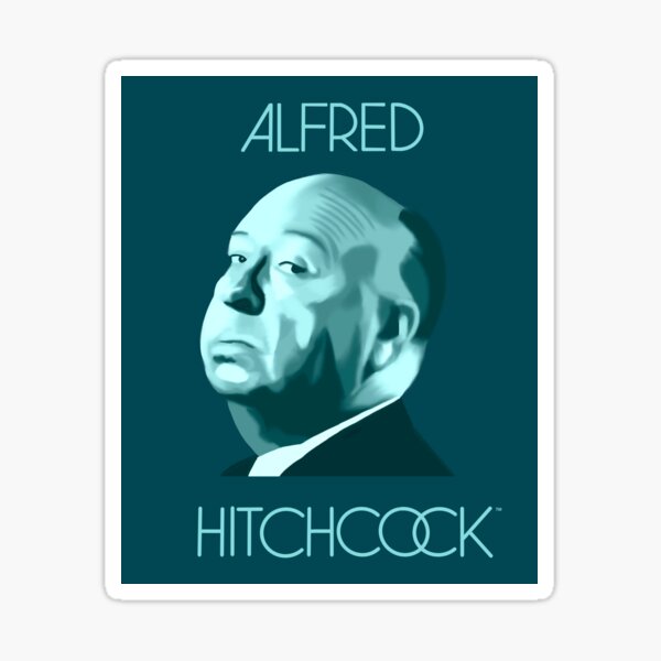 Item preview, Alfred Hitchcock portrait in teal with name designed and sold by QuirkyArtz.