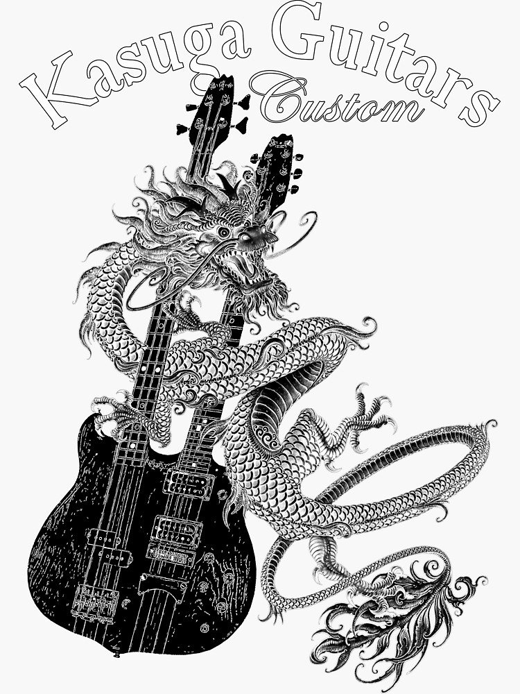 Thumbnail 3 of 3, Sticker, Kasuga Guitars logo with dragon (KGd1-2023-03) designed and sold by Regal-Music.