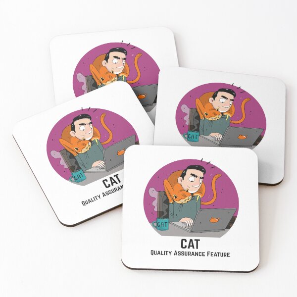 Item preview, Pink Guy with his cat "CAT Quality Assurance Feature" designed and sold by marcinkucharski.