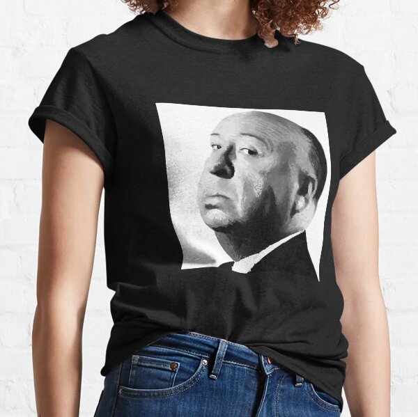 Item preview, Hitchcock shaded portrait with birds in black and white  designed and sold by QuirkyArtz.