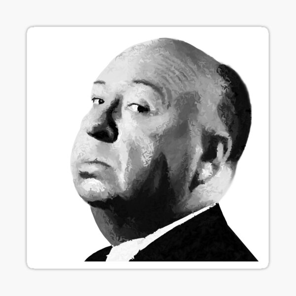 Item preview, Hitchcock shaded portrait with birds in black and white  designed and sold by QuirkyArtz.